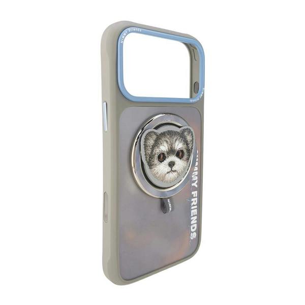Nimmy Friends Nimmy Big Eye Cute Pet Yorkie Dog Face Case with Detachable MagSafe Grip for iPhone 17 Pro Max 6.9" Grey Blue