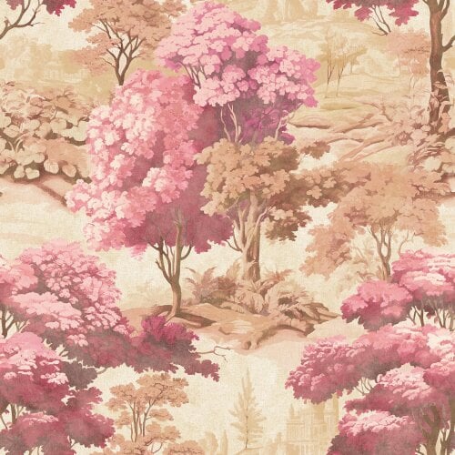Hoopla Walls Woodland Grove - Rose & Sepia 10m Wallpaper