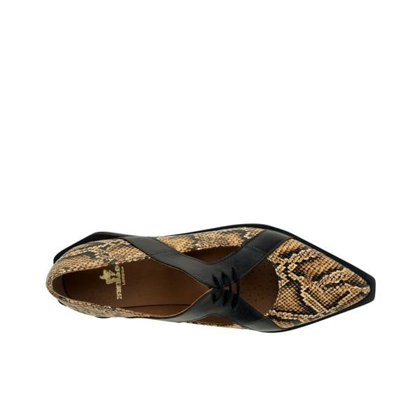 Embassy London Harlowe - Brown Snake - Women's cutout leather lace up shoe