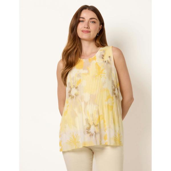 Blue Vanilla Watercolour Floral Printed Pleated Top