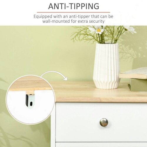 Wyld Haus Totoro White Sideboard With Natural Top 3 Doors 3 Drawers 3 Shelves