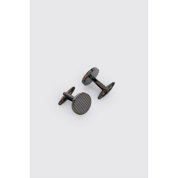 Limehaus Gunmetal Round Diamond Cut Cufflinks