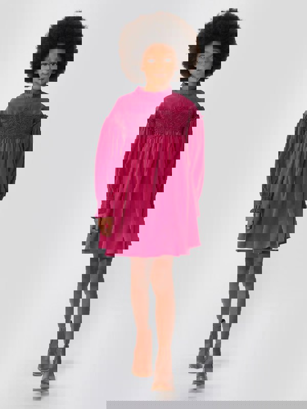 Chloé Girls Silk And Lace Detail Ceremony Dress in Pink