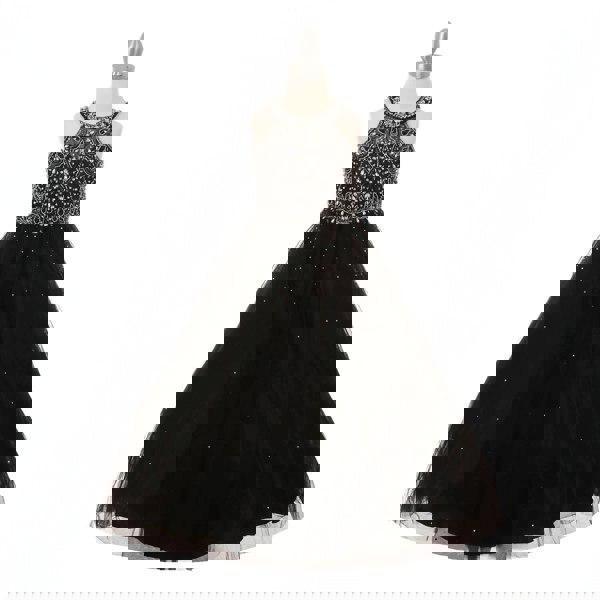 black coloured full length princess-style dress