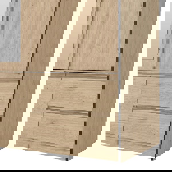 Furniture To Go Line Wardrobe with 2 Sliding Doors 1 Sliding Door with Mirror in Jackson Hickory Oak