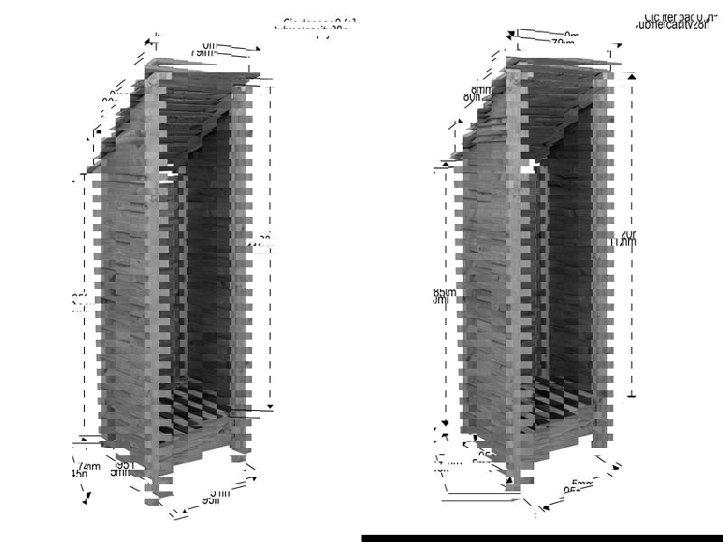 Arbor Garden Solutions Wooden Log Store (Roof Sloping Back) W-79cm, H-126cm or 180cm, D-88cm - Brown Finish