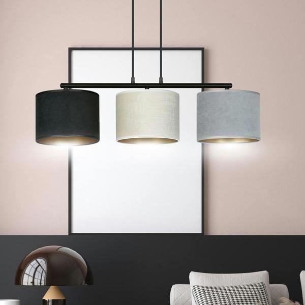 Emibig HILDE Pendant lamp 3 x E27 Black with Black, Grey and White Shade