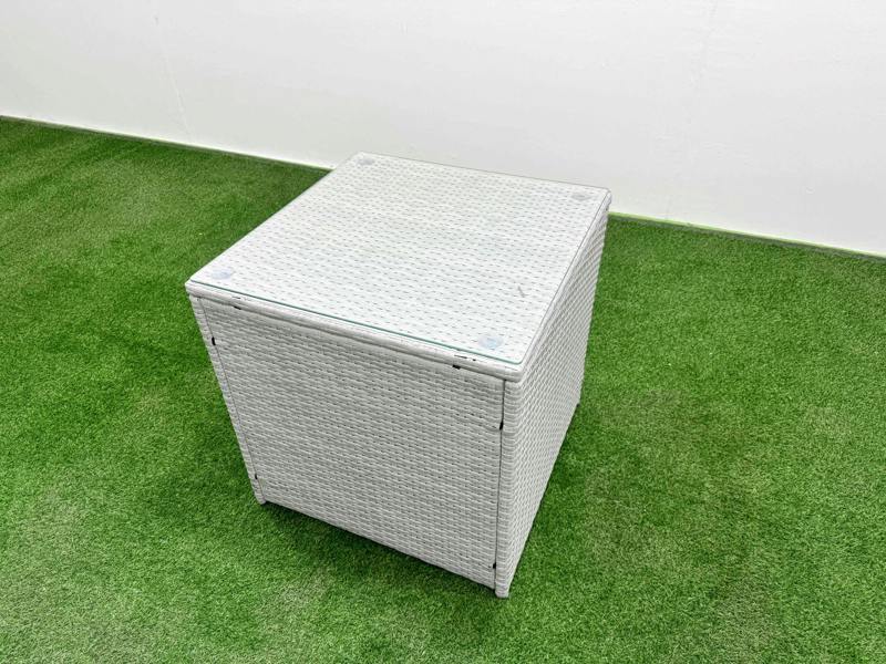 Fimous 9 Seater Garden Set, Rattan Furniture, Adj Height Table, High Back Lounge Sofa, 3 Stools and Side Table, Light Grey