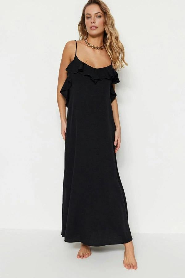 WOVCOR Woven Ruffled Beach Midi Dress