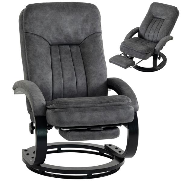 HOMCOM Swivel Recliner Chair, Velvet Manual Recliner Armchair