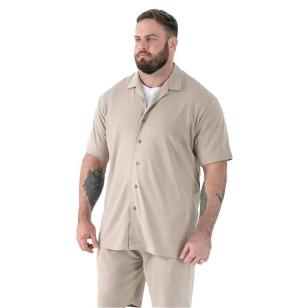 Duke Mens Connor D555 Stretch Kingsize Shirt - Stone - 
