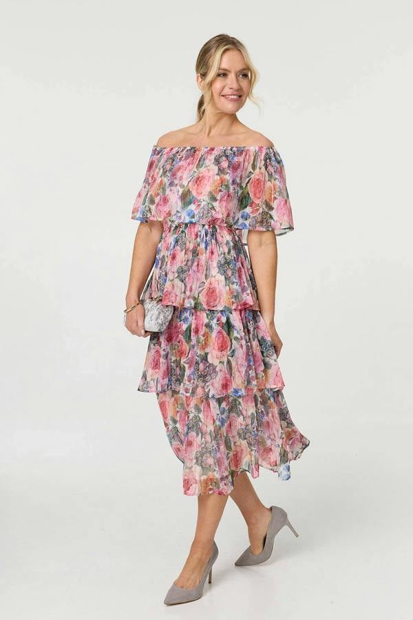 Pink | Floral Layered Tiered Maxi Dress