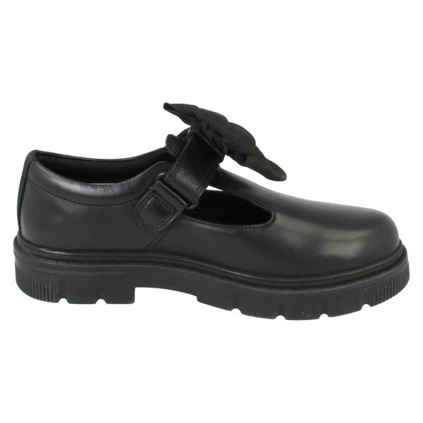 Clarks Girls Clarks Leather T-Bar School Shoes with Detachable Bow Lorcam Hope K