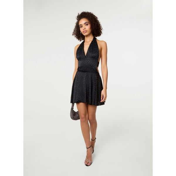 Pink Vanilla Diamante Slinky Halter Dress