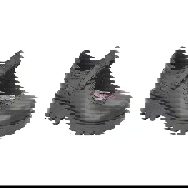 Roamers Girls Leather Touch Fastening Bar Shoe - Black