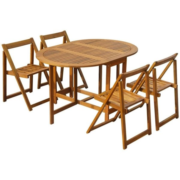 Berkfield 5 Piece Folding Outdoor Dining Set Solid Acacia Wood