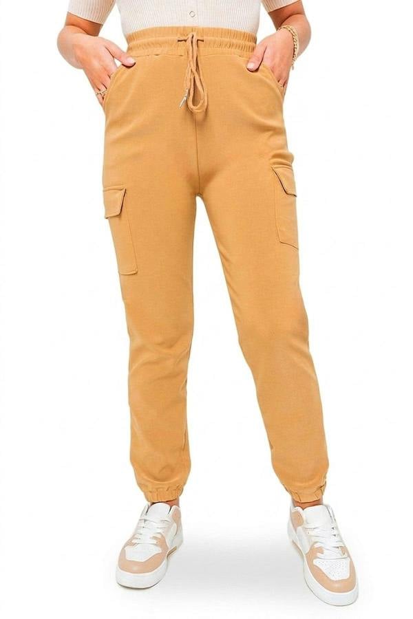 Plus Size Frankie Cargo Pocket Trouser With Drawstring - Camel_wb