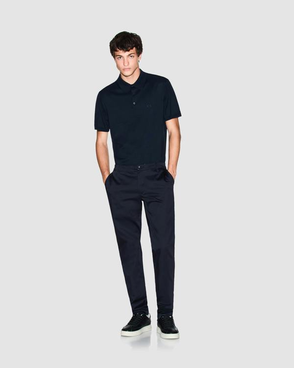 Armani Exchange Mens Stretch Cotton Chinos - Deep Navy UB101 - CHO - Designer Mens Chinos