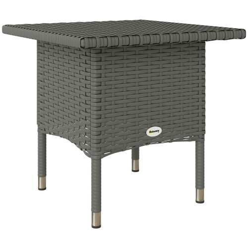 Wyld Haus Nari Grey Rattan Outdoor Side Table With Woven Top