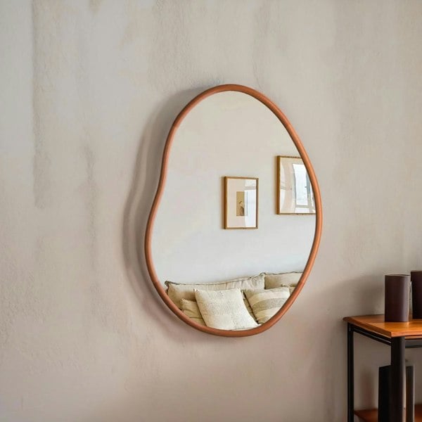 Rafaelo Mobilia 56CM Irregular Wooden Wall Mirror Brown