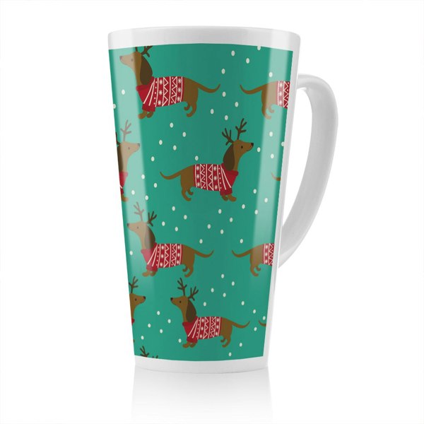 Benjamin Tate Design Dutchshunds In Christmas Dining Latte Mug