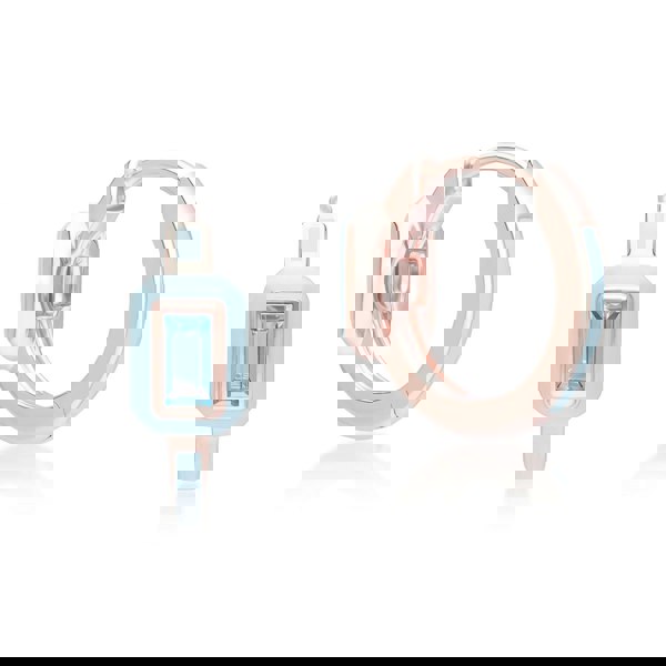 253E418901925 Siberian Waltz Blue Enamel & Swiss Blue Topaz Hoop Earrings In 18ct Rose Gold Plated Sterling Silver Side