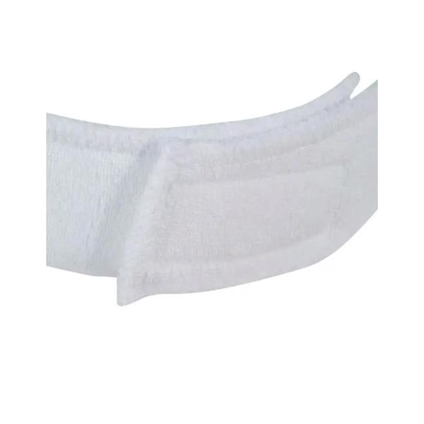 Fashy Bathing white curved plastic shower caddy with hooks and mesh for cosmetic head band