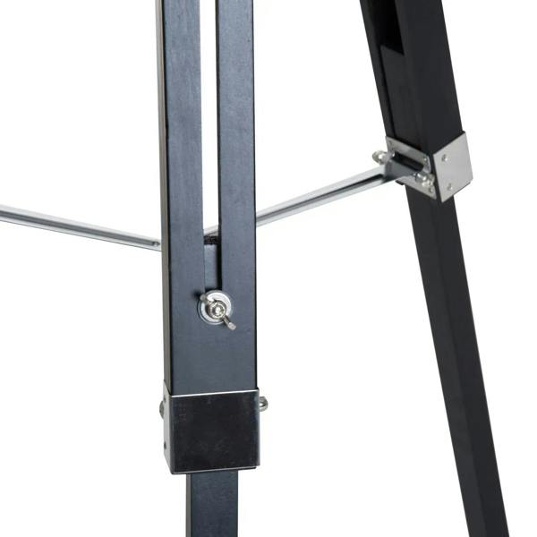 Tripod floor lamp leg with metal clamp and adjustment hardware, black frame
