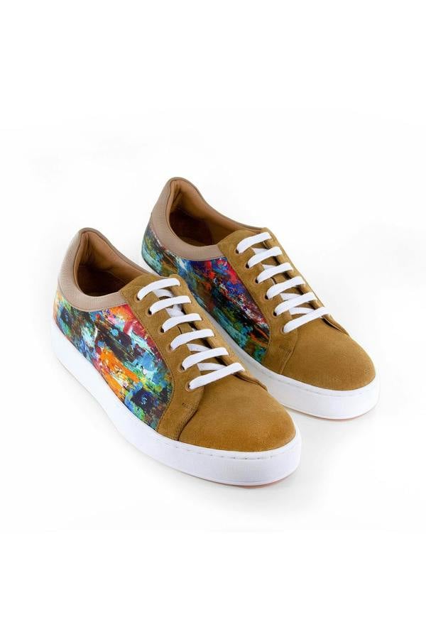 PAINT BRUSH PRINT SUEDE AND LEATHER SNEAKERS - Premium Men's Patterned Shirt by Claudio Lugli | Bold Design, Tailored Fit, Best Printed Shirts