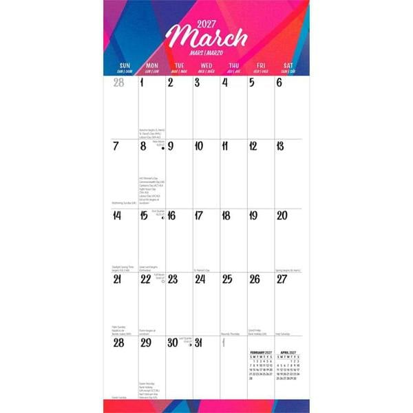 Large Print, Big & Bright Calendar 2027, Wall Calendars, Month To View, Basics, Gift