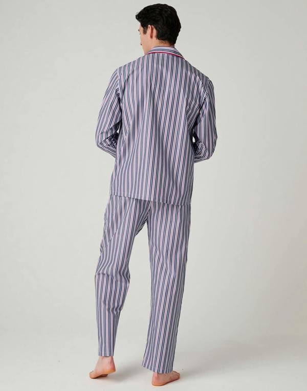 British Boxers Men's Crisp Cotton Pyjama Set – Red Pop Stripe