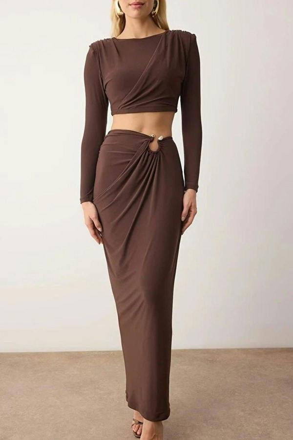 WOVCOR 2-Piece Accessory Detailed Party Top and Bottom Set