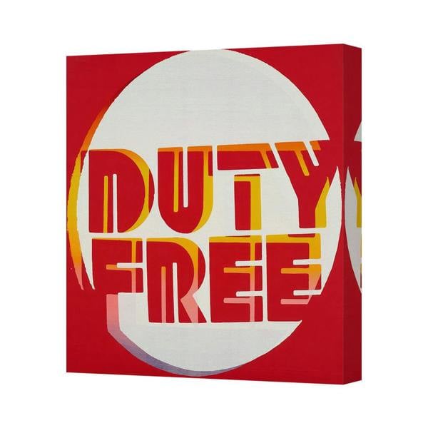 Benjamin Tate Design Duty Free Canvas Art Print Red Modern Typography Wall Decor