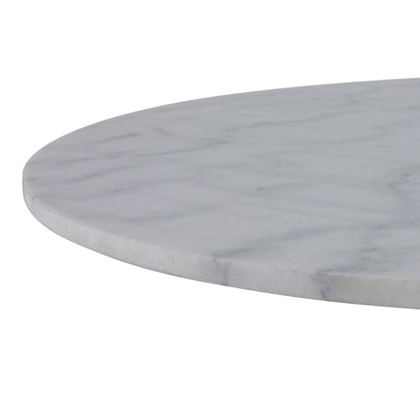 Furniture To Go Tarifa Round Dining Table with White Polished Marble Top and Black Base