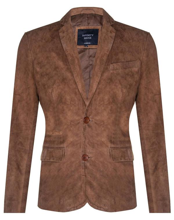Infinity Leather Mens Blazer Suede Jacket Soft Italian Leather Coat
