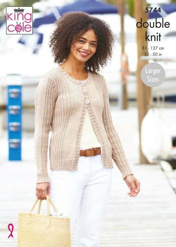 King Cole Cottonsmooth DK Knitting Pattern 5744, Cardigans, Tops for Women, 32 - 50 Inches