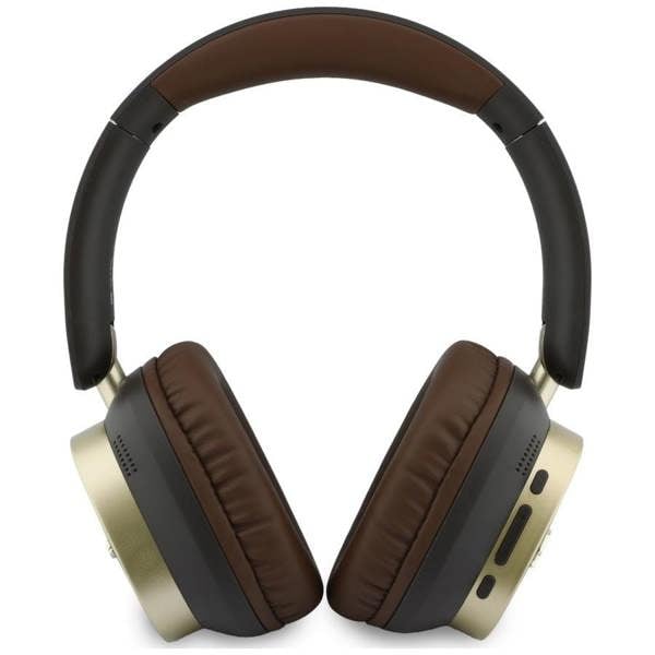 Guess Rectangle Metal Script Logo ENC On Ear Wireless Headphone Brown - GUBHV28HGCSMW