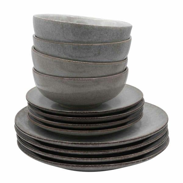 Cooks Professional 12 Piece Nordic Stoneware Dinner Set | Grey