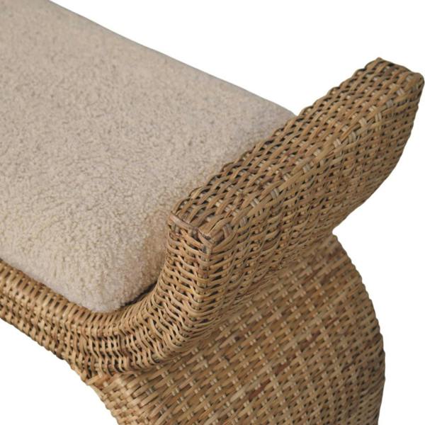 Artisan Furniture Solid Wood Rattan Weave Boucle Bench