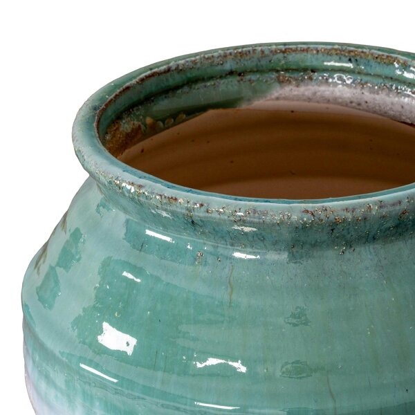 Wyld Haus Rustic Ombre Turquoise Blue and Sand Glazed Ceramic Vase