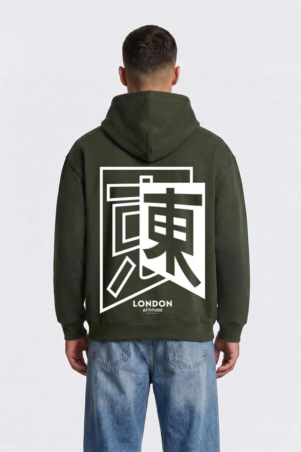 London Attitude Relaxed Fit Japanese Inspired  Graphic Hoodie
