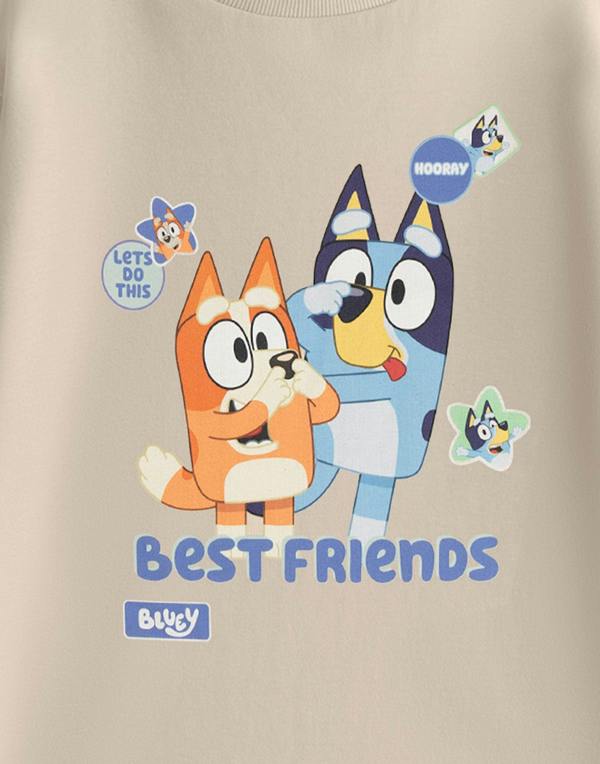 Bluey Unisex Kids Beige Best Friends Short Sleeved T-Shirt