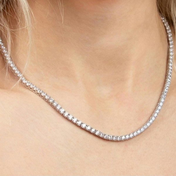 Spero London Sterling Silver Large Tennis Necklace and Bracelet Set - 3mm