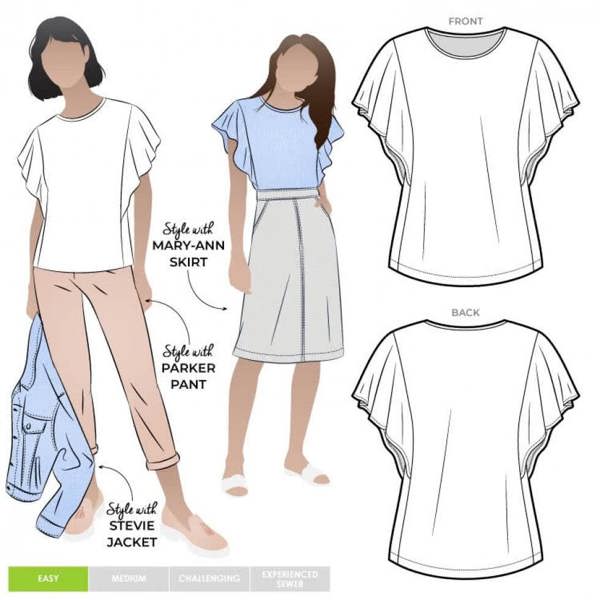 Style Arc Sewing Pattern Posie Top - Tops for Women - Easy