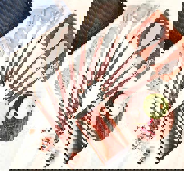 Anygleam Kitchen Utensils Non-stick Brown 6 Set Gold Plated Handle with Support Point Cooking Tool Accessories Heat Resistant Kitchenware