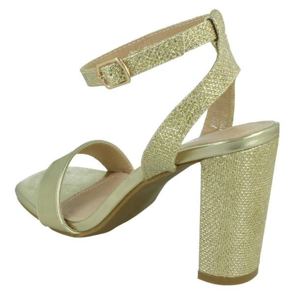 Spot On Ladies Spot On High Heel Sandal with Buckle Ankle Strap F12044