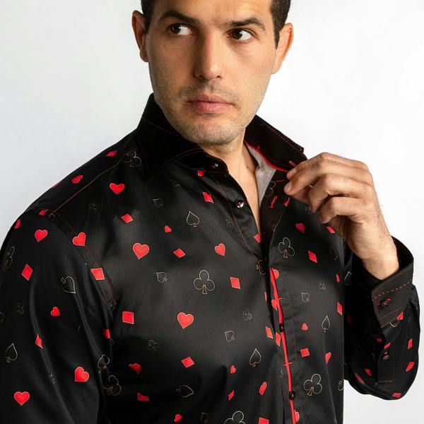 CARD SYMBOLS PRINT SHIRT – Premium Men's Patterned Shirt by Claudio Lugli | Bold Design, Tailored Fit, Best Printed Shirts
