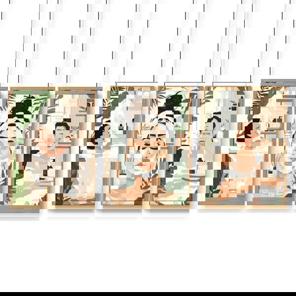 Bathroom Wall Decor Framed | Set of 3 Boho Women Wall art Prints