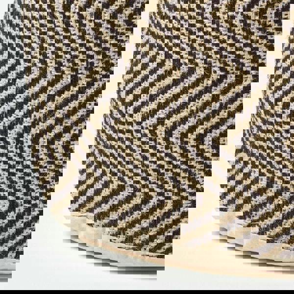 HOMESCAPES Black and Cream Chevron Pattern Pouffe