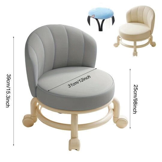 Havendro Low Rolling Stool Short Wheeled Rotating Shoe Changing Sofa Chair Pulley Swivel